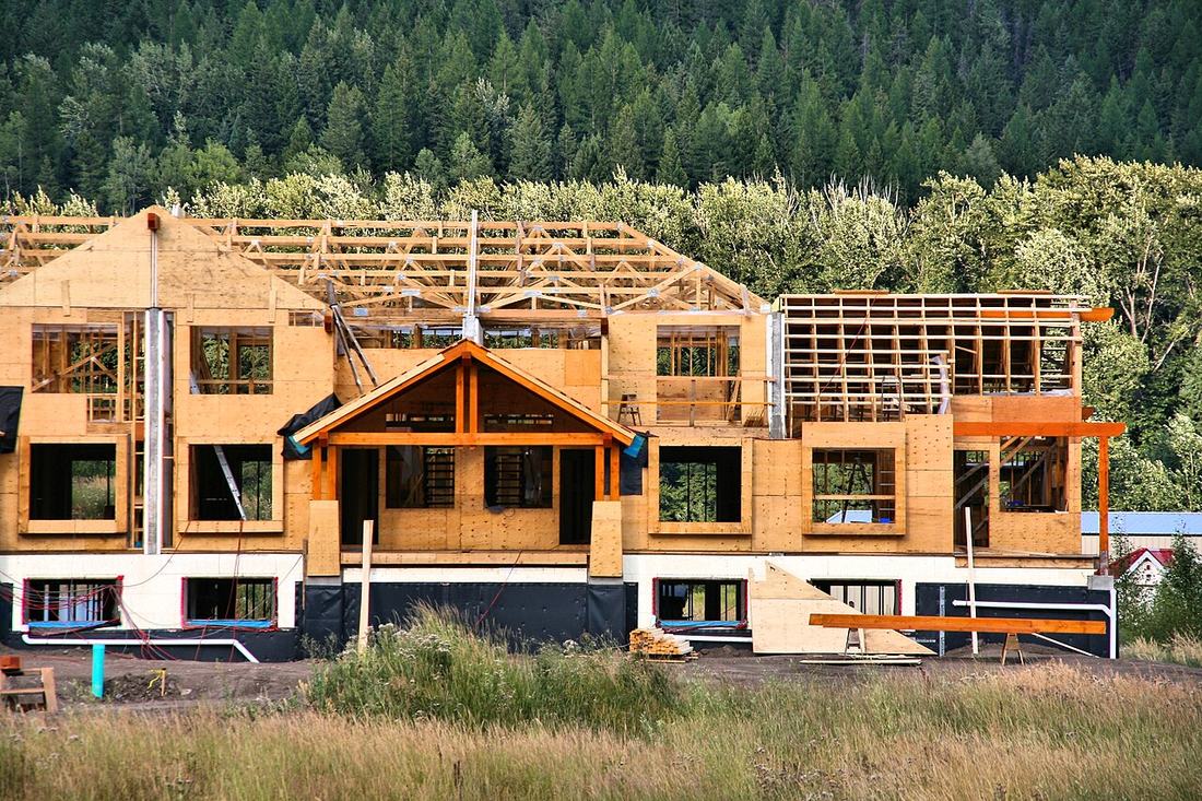 An apartment building under construction in Fernie